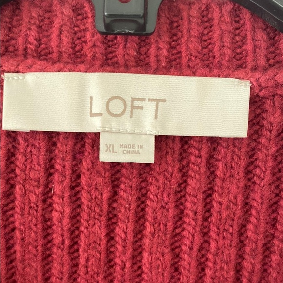 LOFT Red Cable Knit Crew Neck Sweater NWOT - Picture 2 of 6